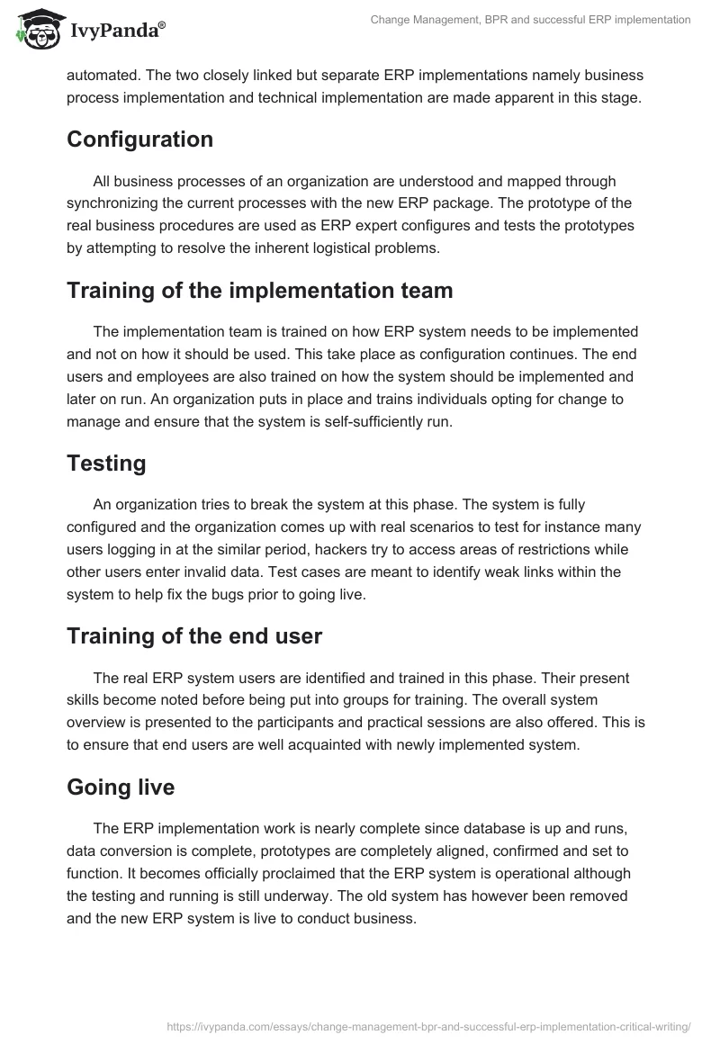Change Management, BPR and successful ERP implementation. Page 5