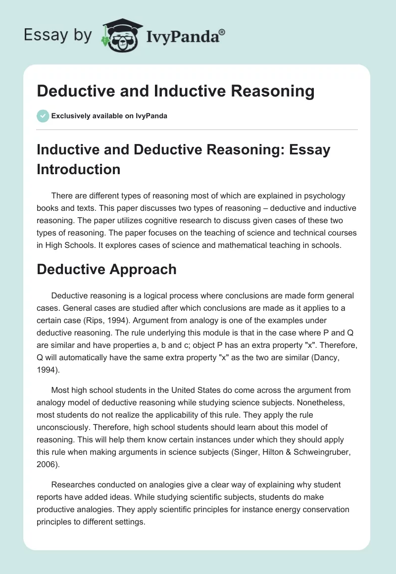 Deductive and Inductive Reasoning. Page 1