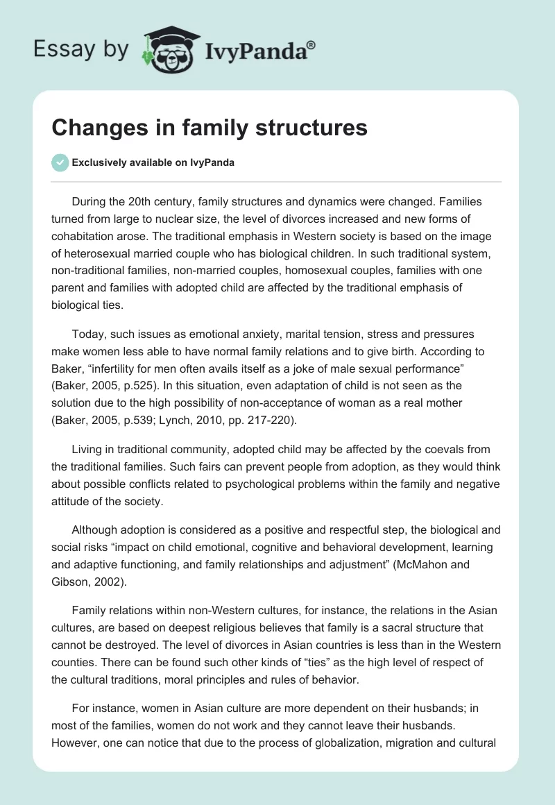 Changes in family structures. Page 1