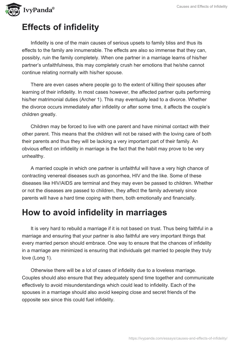 Causes and Effects of Infidelity. Page 2