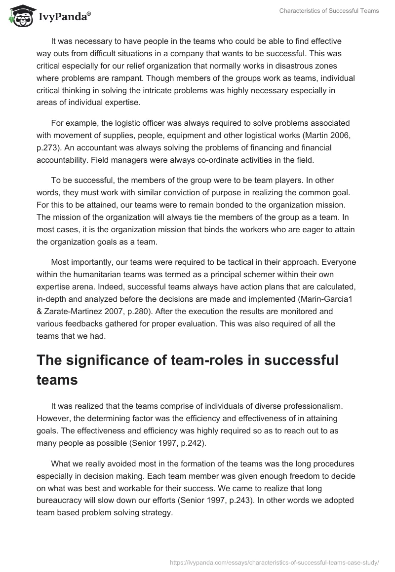 Characteristics of Successful Teams. Page 3