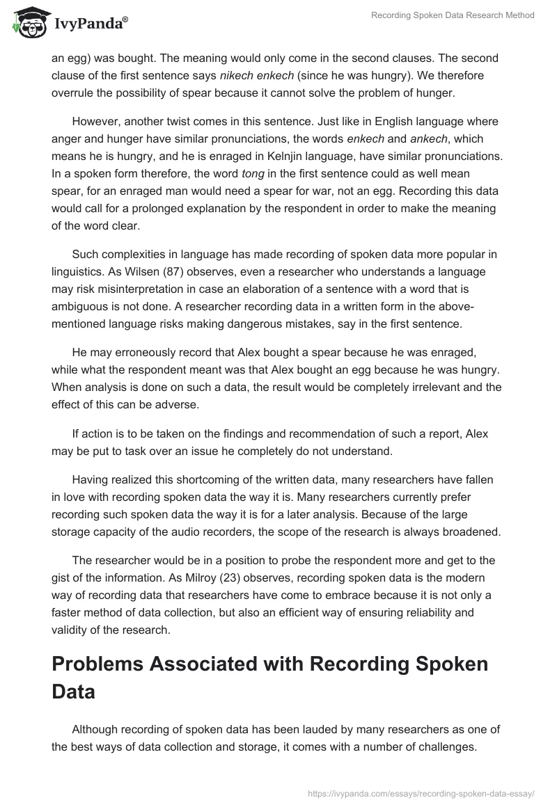 Recording Spoken Data Research Method. Page 3