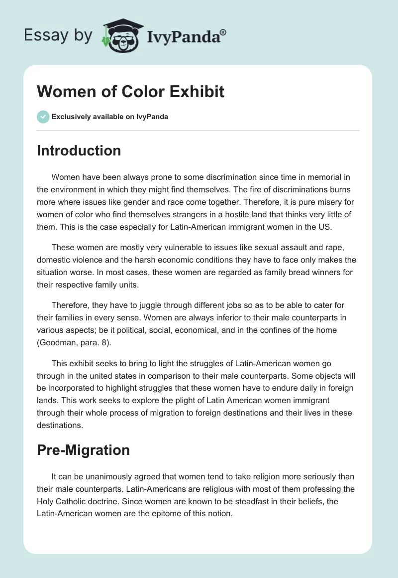 Women of Color Exhibit. Page 1