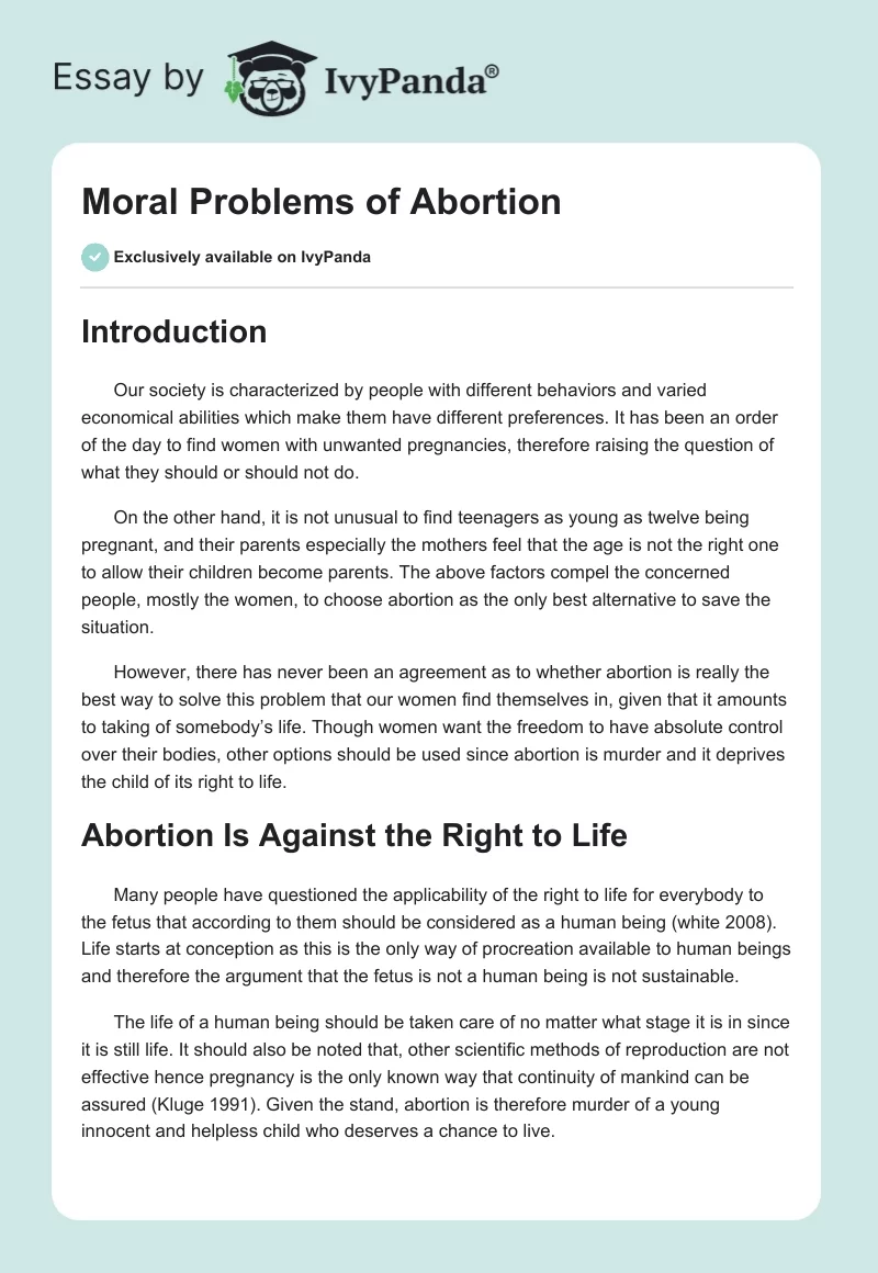 Moral Problems of Abortion. Page 1