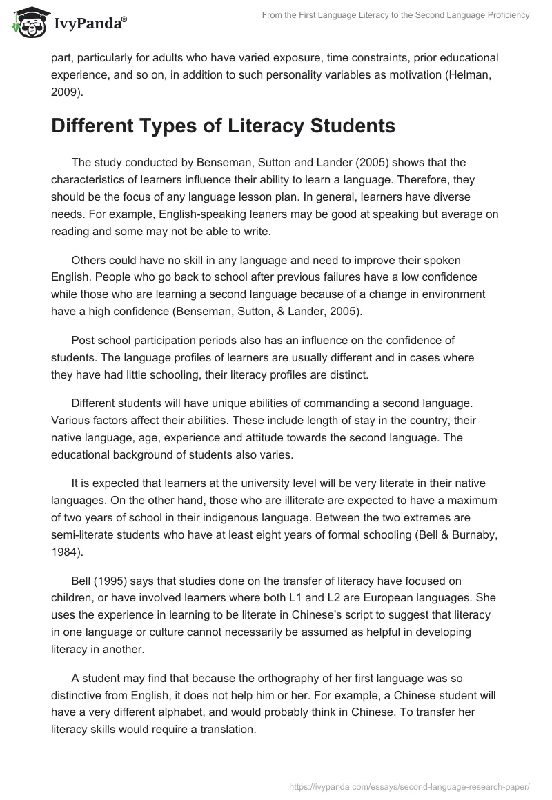 From the First Language Literacy to the Second Language Proficiency. Page 3
