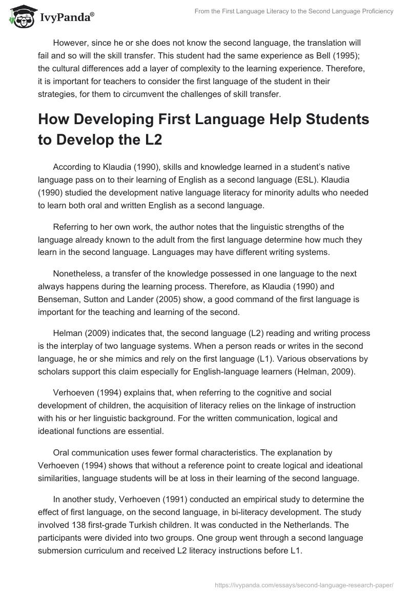 From the First Language Literacy to the Second Language Proficiency. Page 4