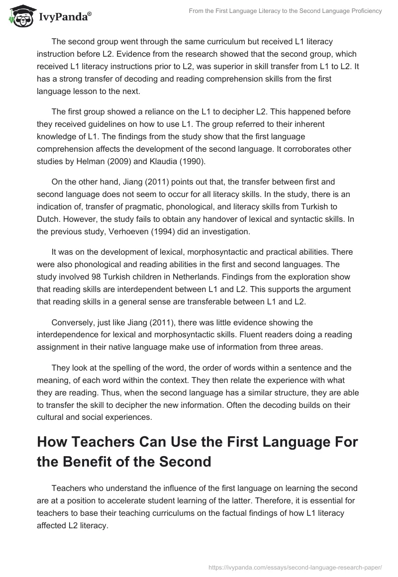 From the First Language Literacy to the Second Language Proficiency. Page 5