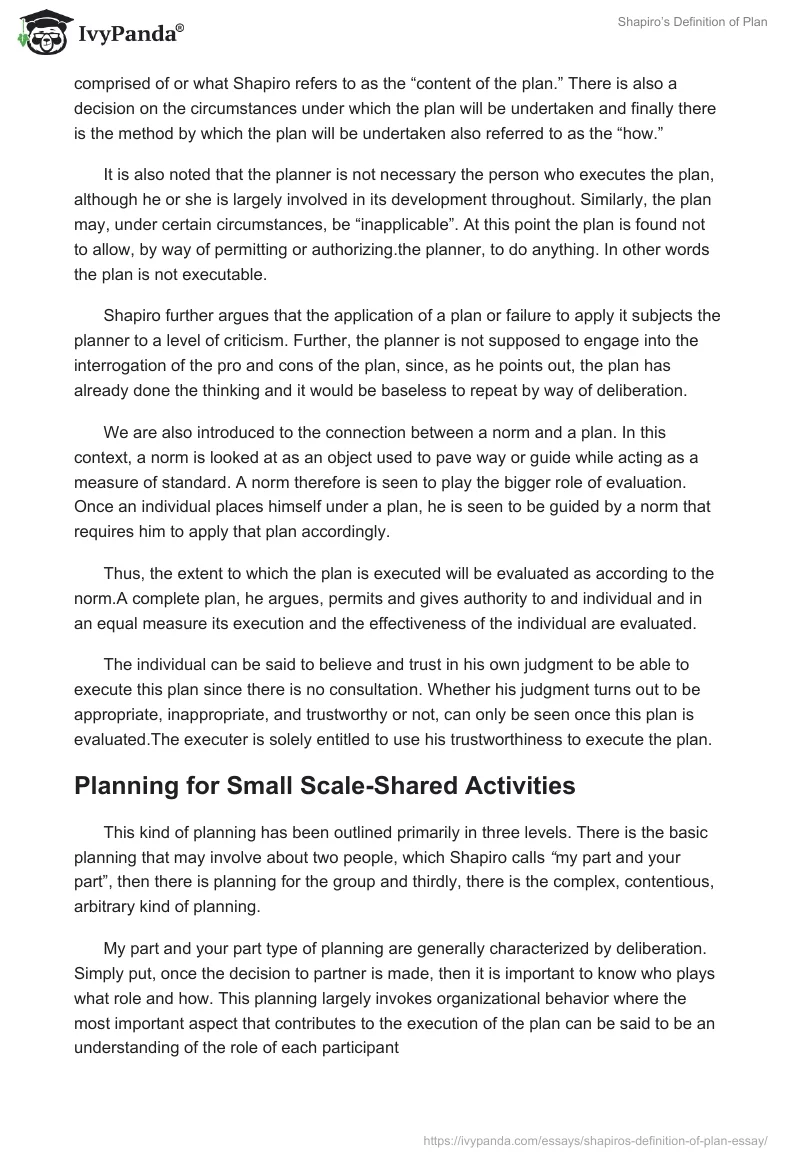 Shapiro’s Definition of Plan. Page 2