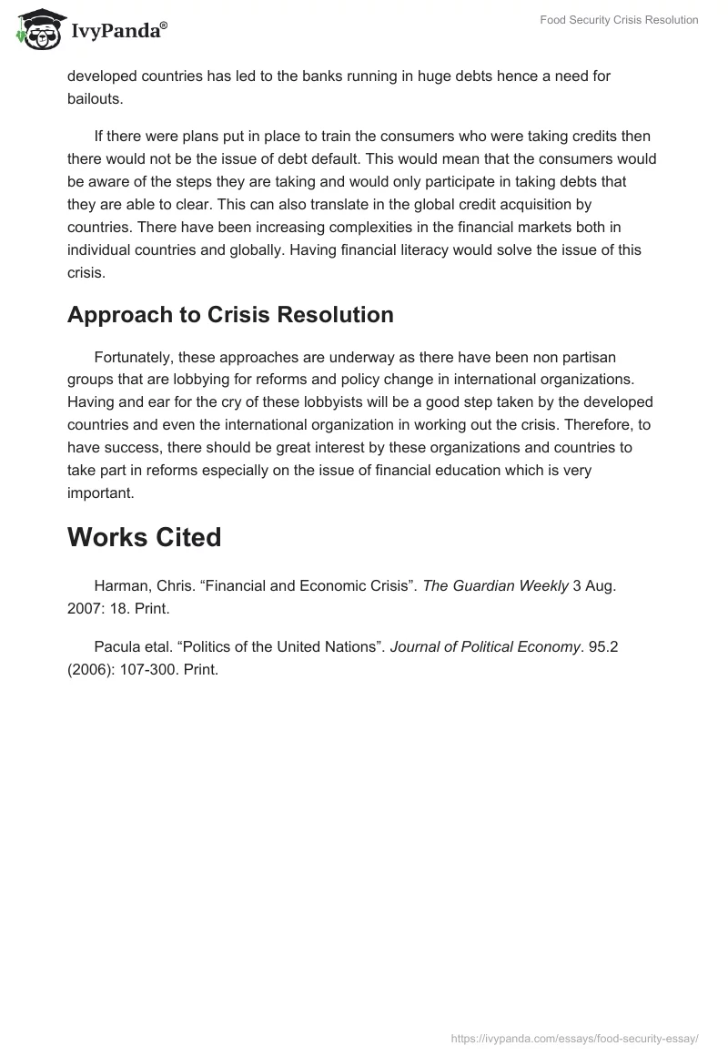 Food Security Crisis Resolution. Page 5