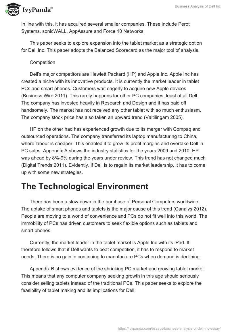Business Analysis of Dell Inc.. Page 2