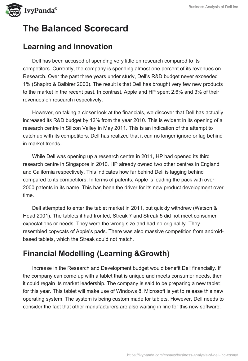 Business Analysis of Dell Inc.. Page 3