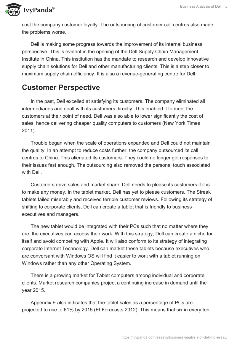 Business Analysis of Dell Inc.. Page 5
