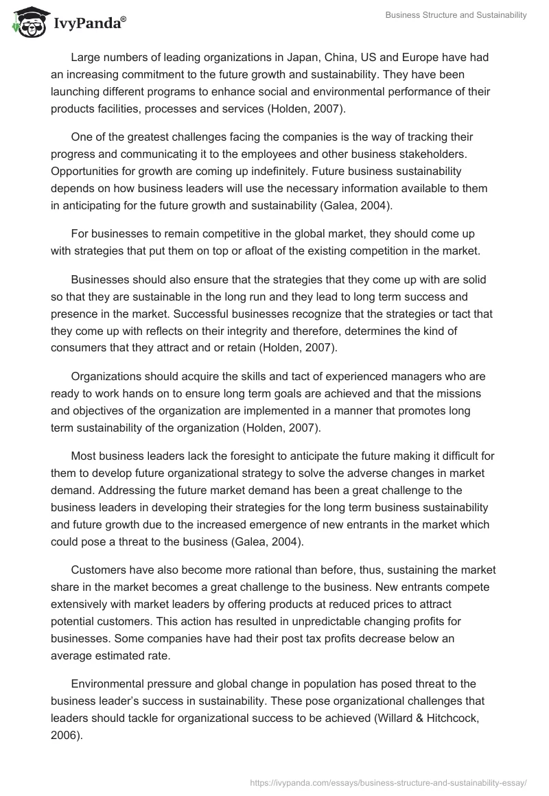 Business Structure and Sustainability. Page 4