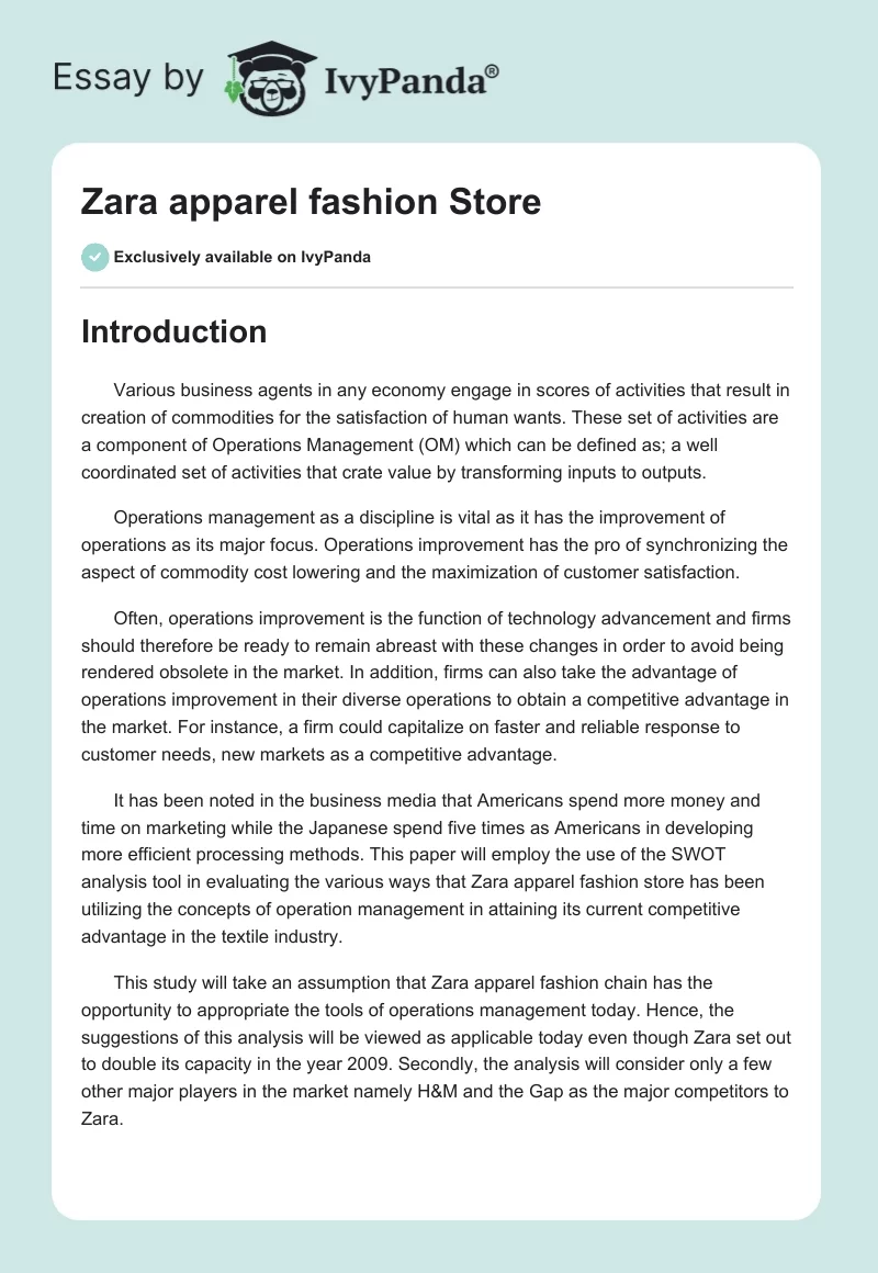 Zara apparel fashion Store. Page 1
