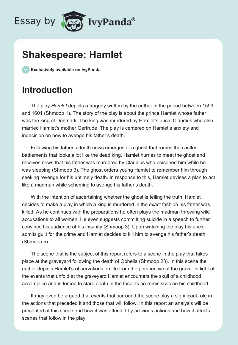 hamlet thesis examples
