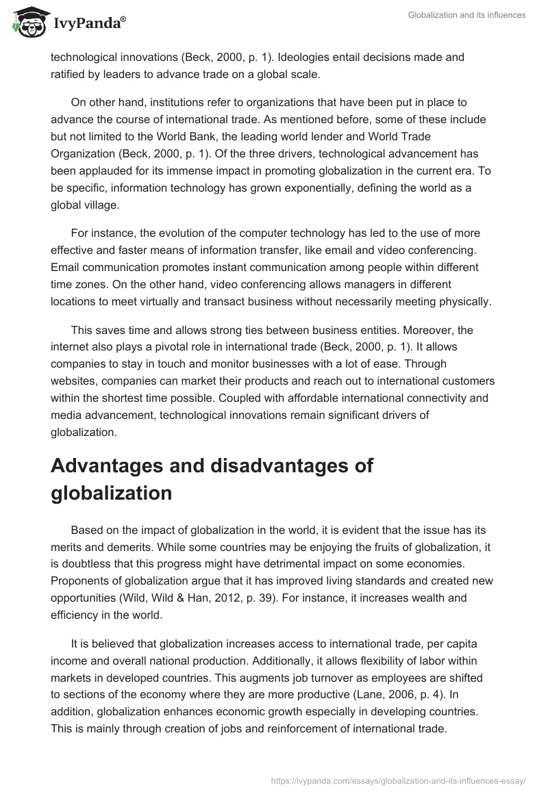 Globalization and its influences. Page 4
