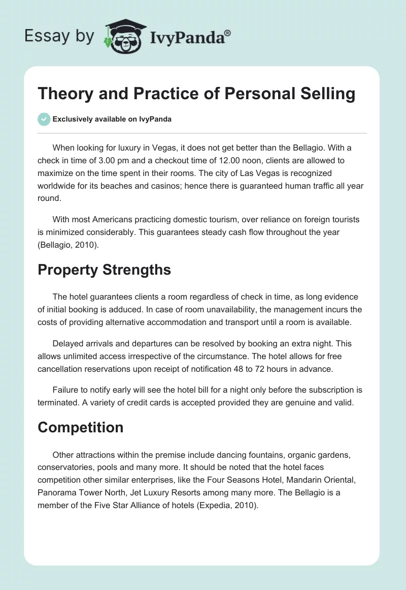 Theory and Practice of Personal Selling. Page 1
