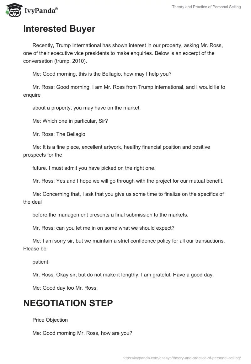 Theory and Practice of Personal Selling. Page 2