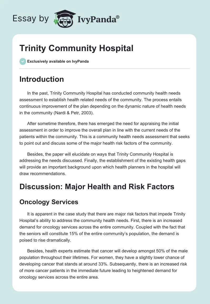 Trinity Community Hospital. Page 1
