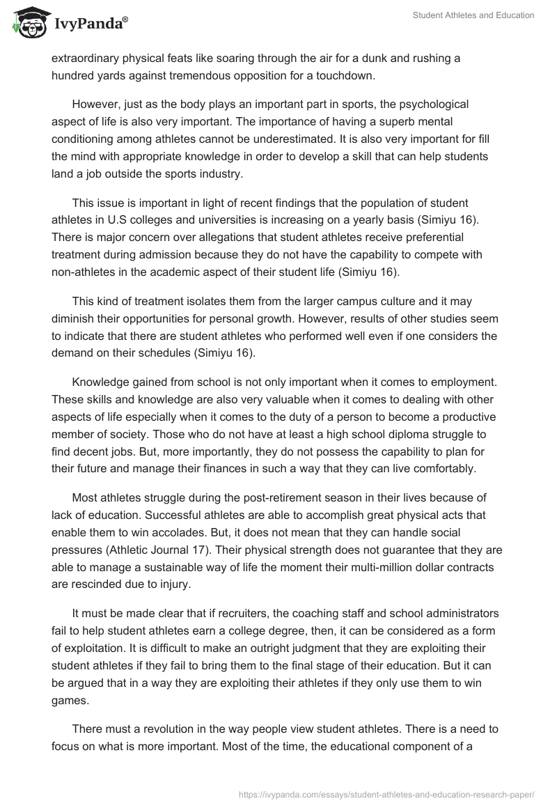Student Athletes and Education. Page 2