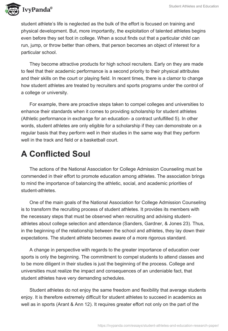 Student Athletes and Education. Page 3