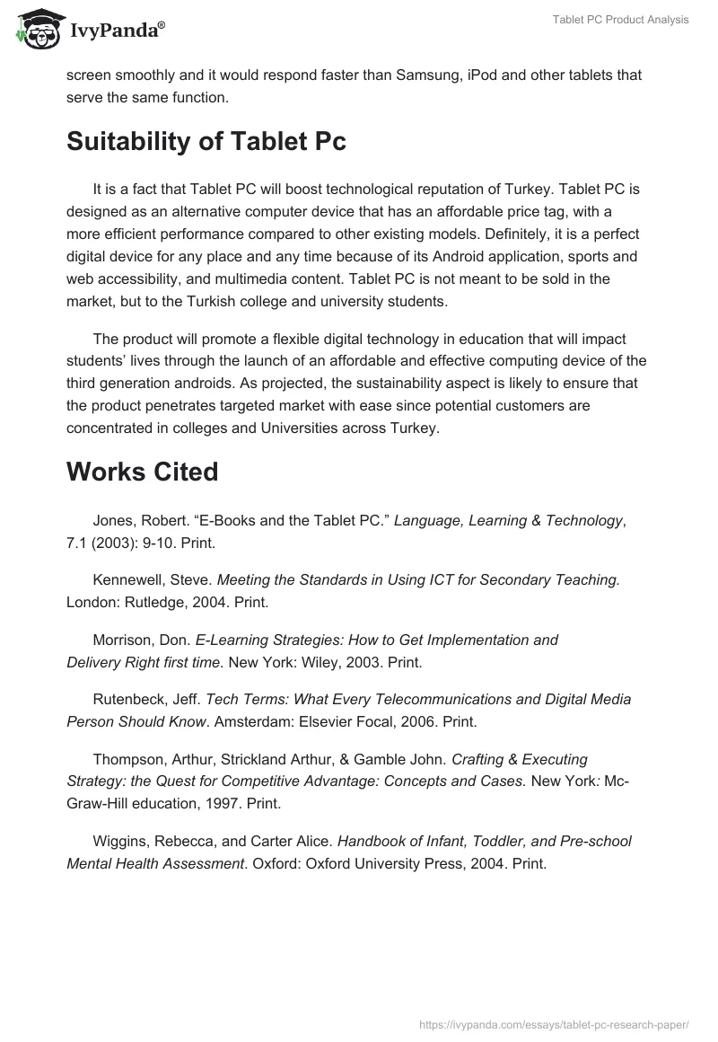Tablet PC Product Analysis. Page 5