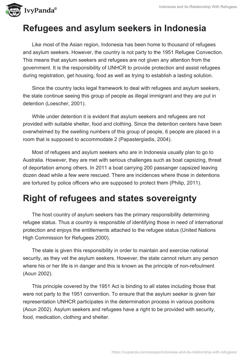 Indonesia and Its Relationship With Refugees. Page 2
