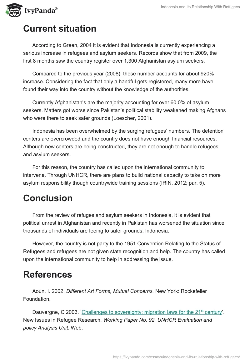Indonesia and Its Relationship With Refugees. Page 3