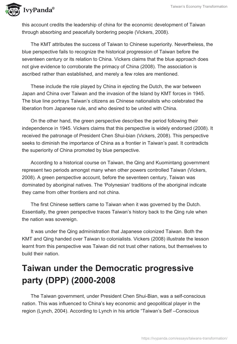 Taiwan’s Economy Transformation. Page 2