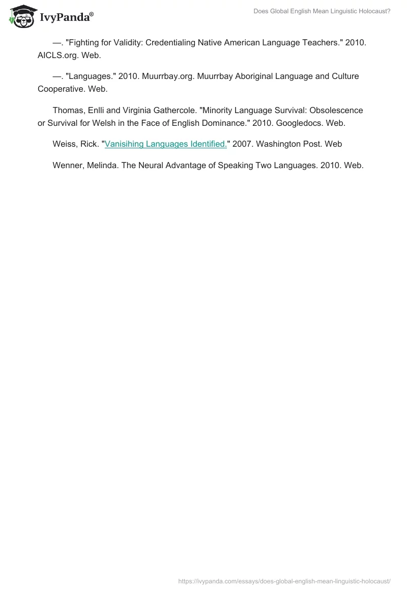 Does Global English Mean Linguistic Holocaust?. Page 5