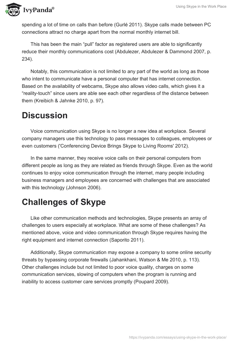 Using Skype in the Work Place. Page 2