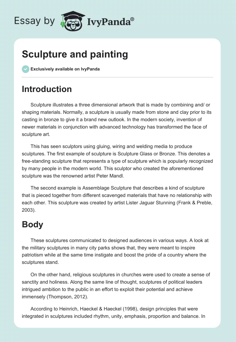 Sculpture and painting. Page 1