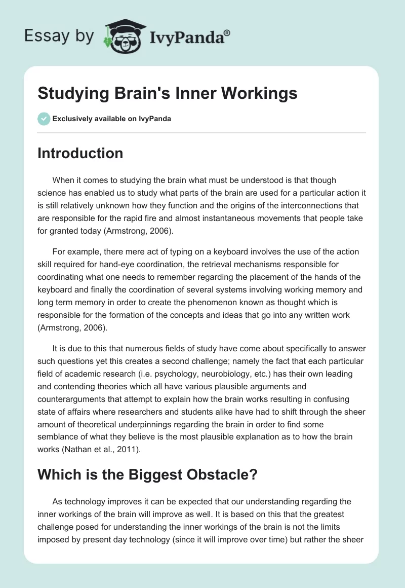 Studying Brain's Inner Workings. Page 1