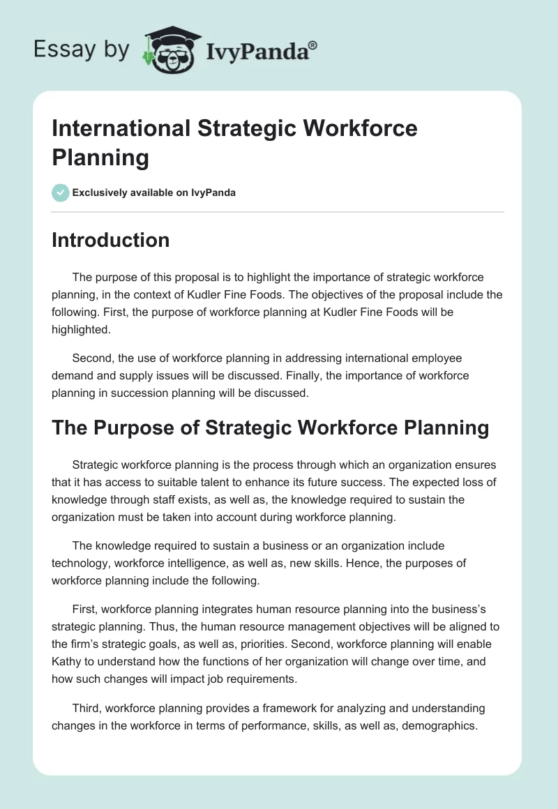 International Strategic Workforce Planning. Page 1