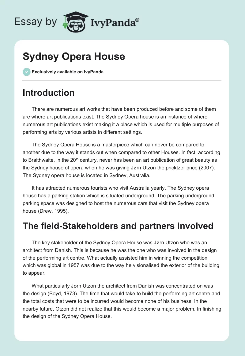 Sydney Opera House. Page 1