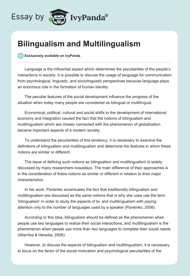 linguistic essay on bilingualism