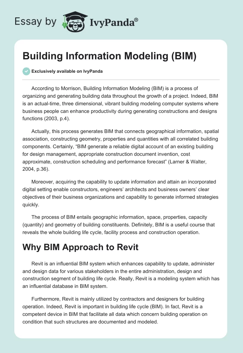 Building Information Modeling (BIM). Page 1