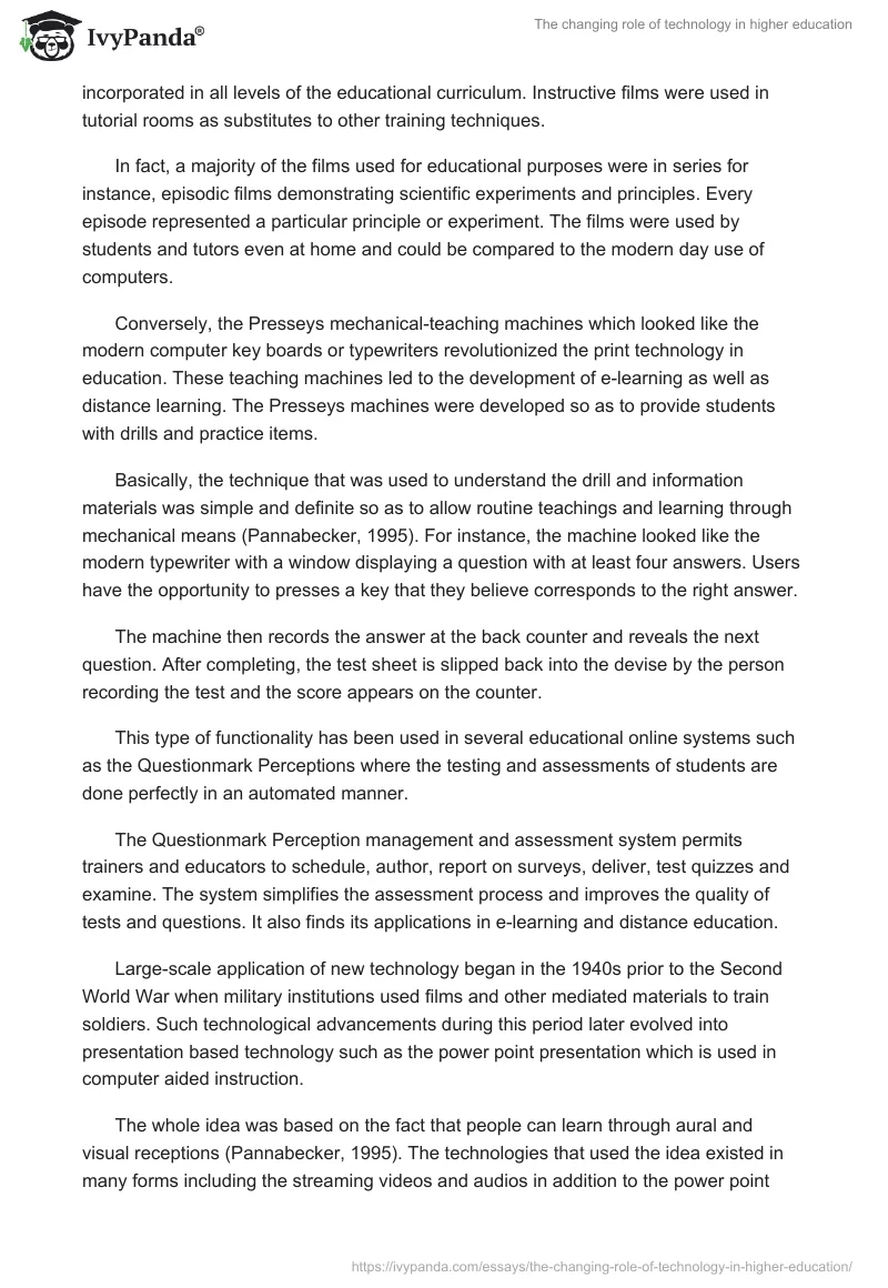 The changing role of technology in higher education. Page 2