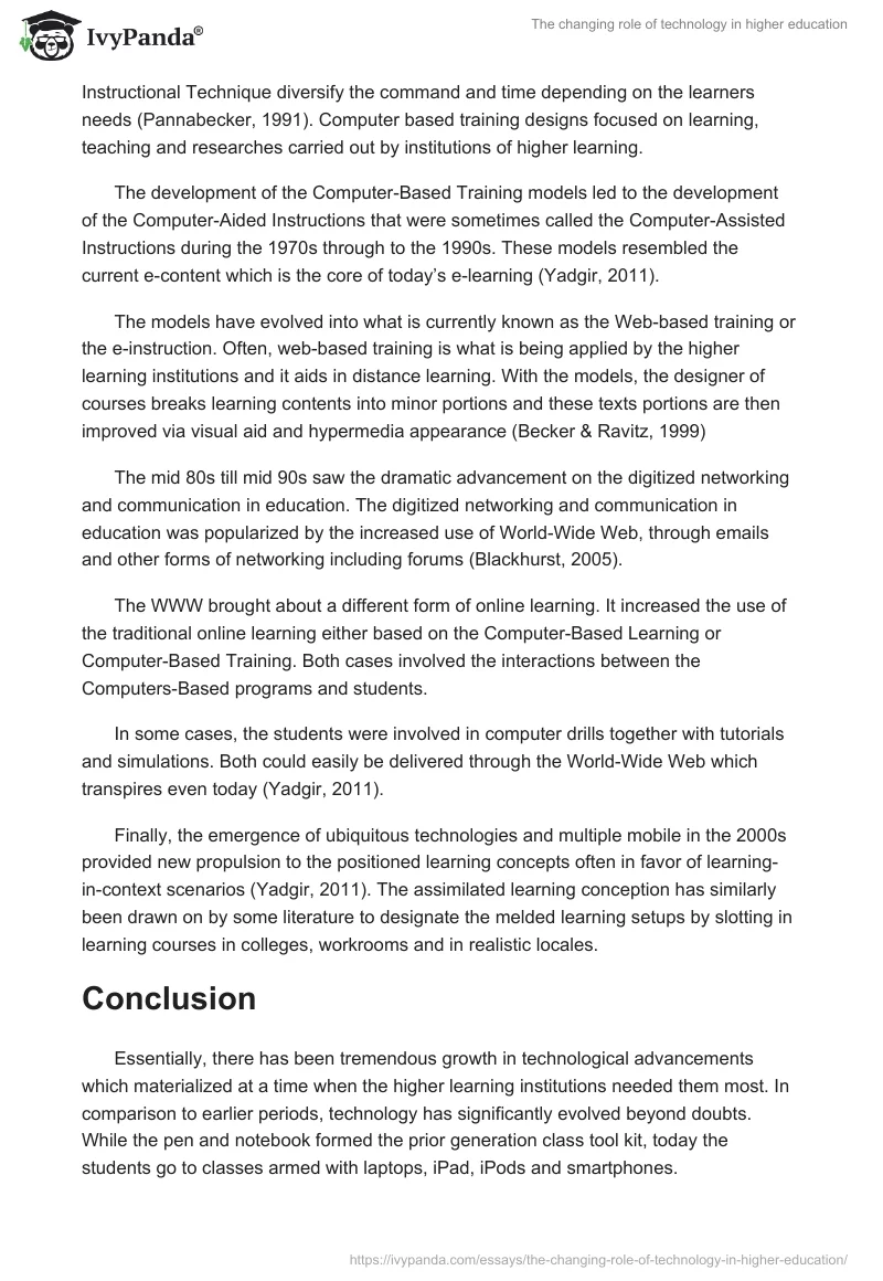 The changing role of technology in higher education. Page 4
