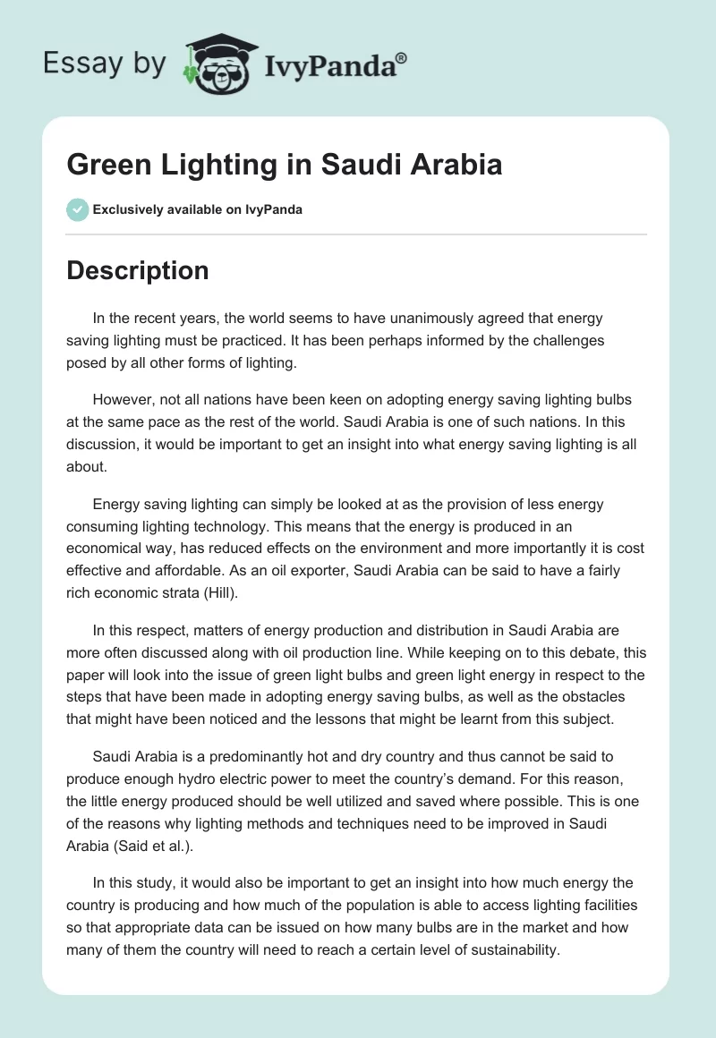 Green Lighting in Saudi Arabia. Page 1