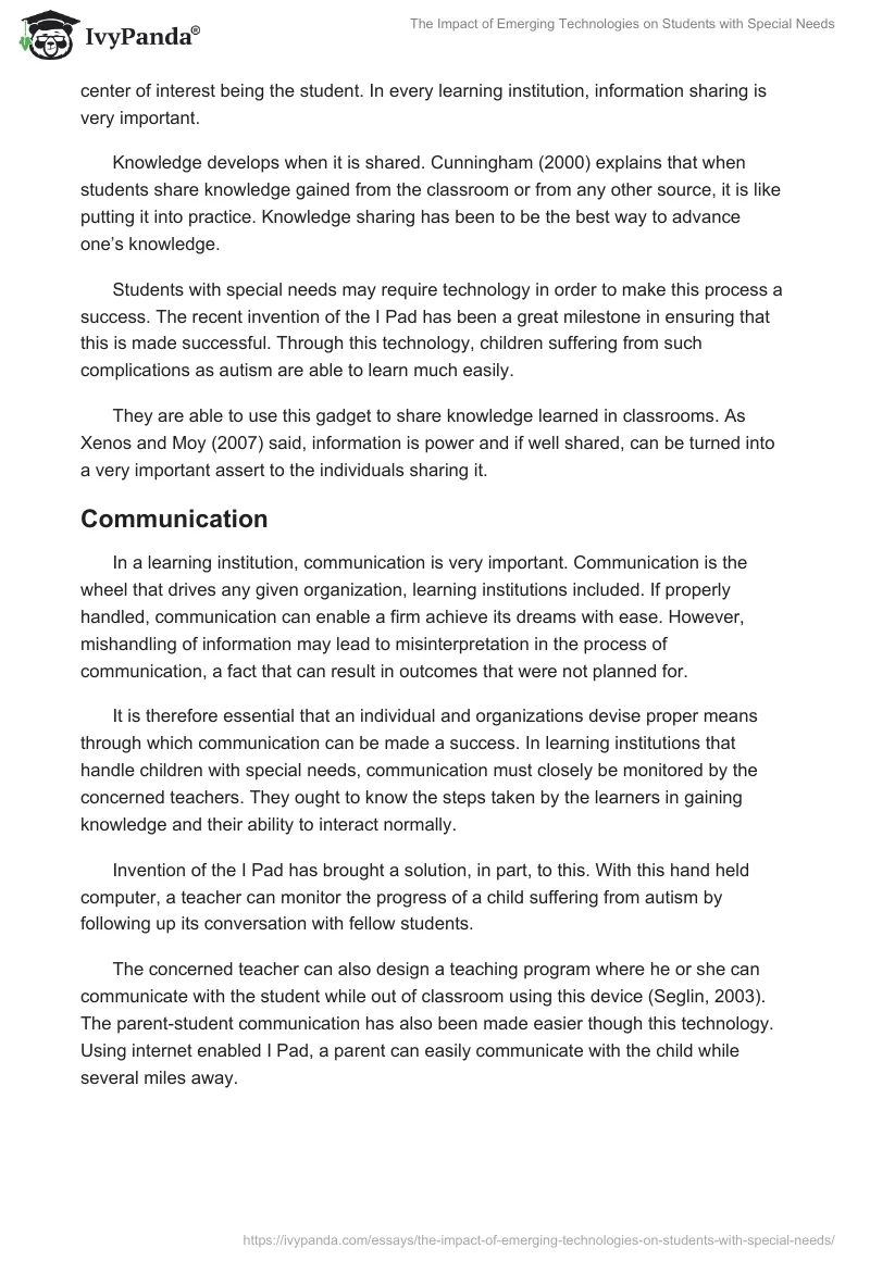 The Impact of Emerging Technologies on Students with Special Needs. Page 3