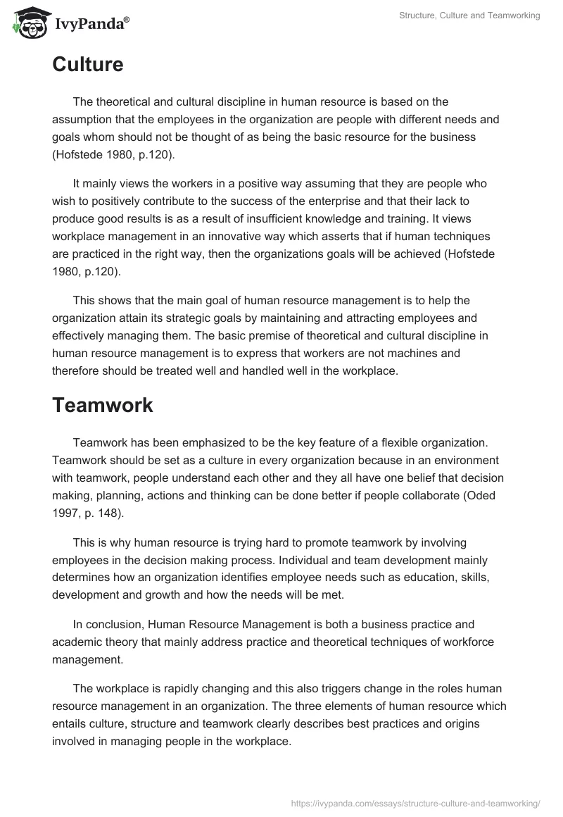 Structure, Culture and Teamworking. Page 2