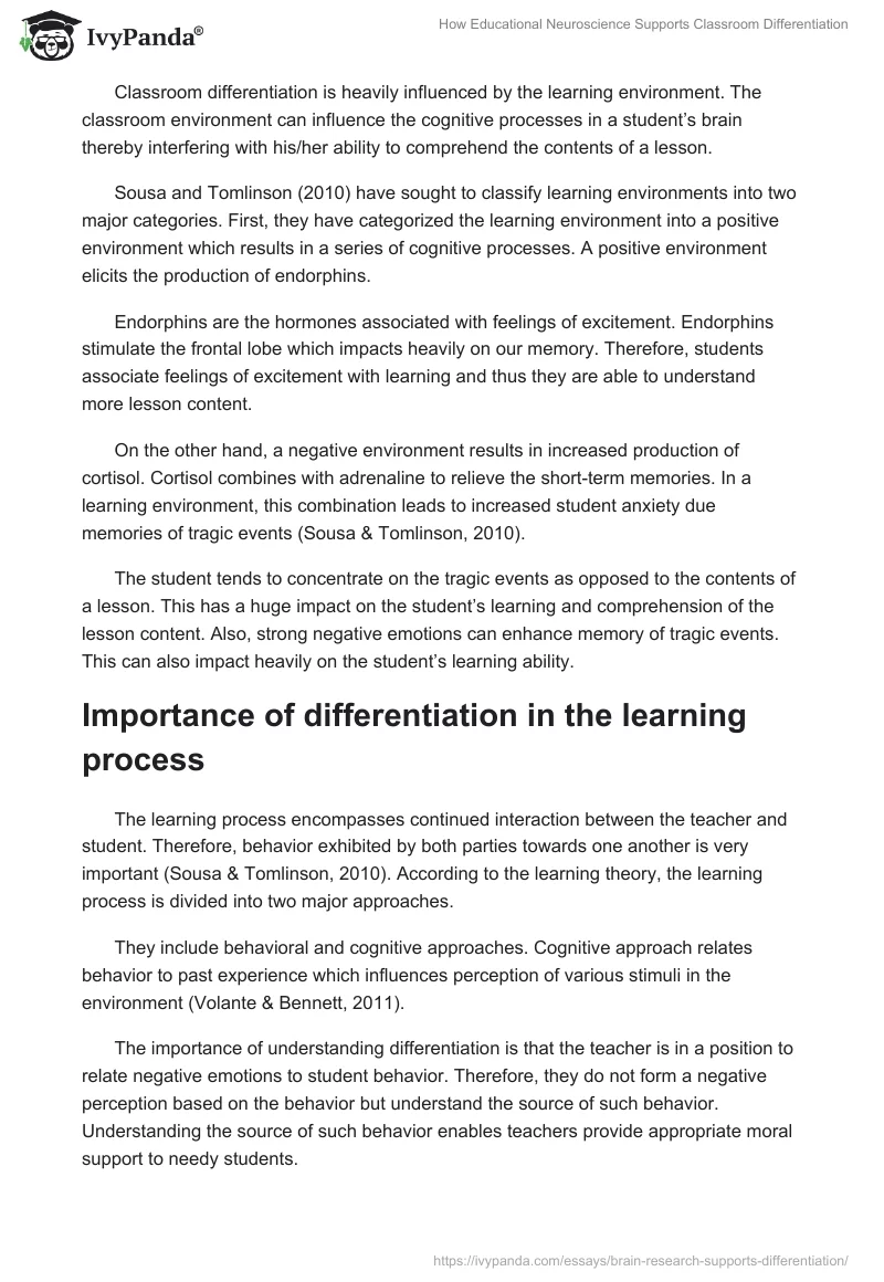 How Educational Neuroscience Supports Classroom Differentiation. Page 2