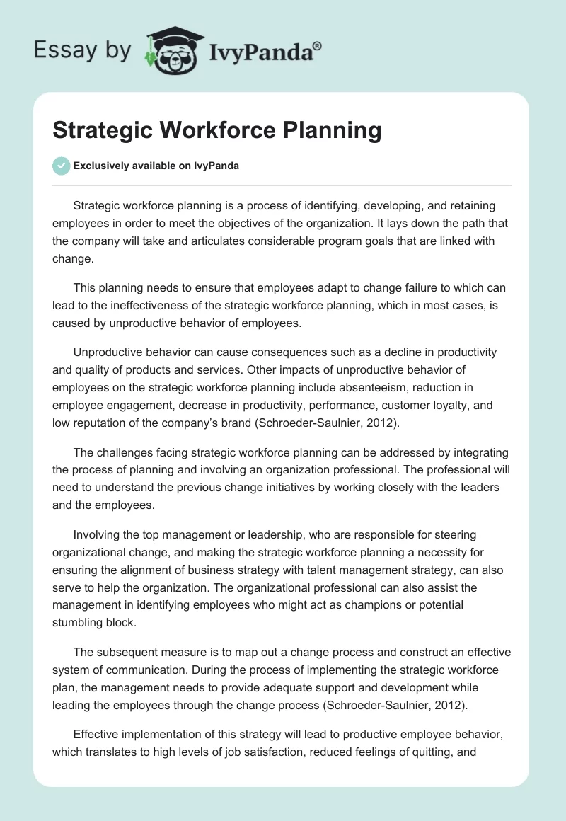 Strategic Workforce Planning. Page 1