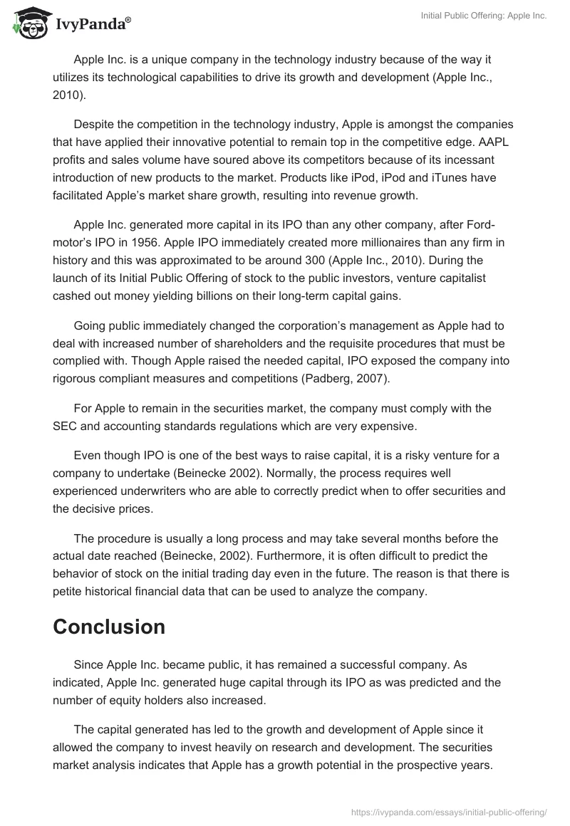 Initial Public Offering: Apple Inc.. Page 2
