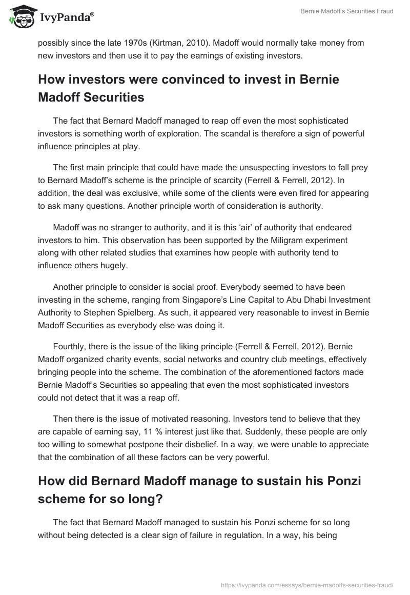 Bernie Madoff’s Securities Fraud. Page 2