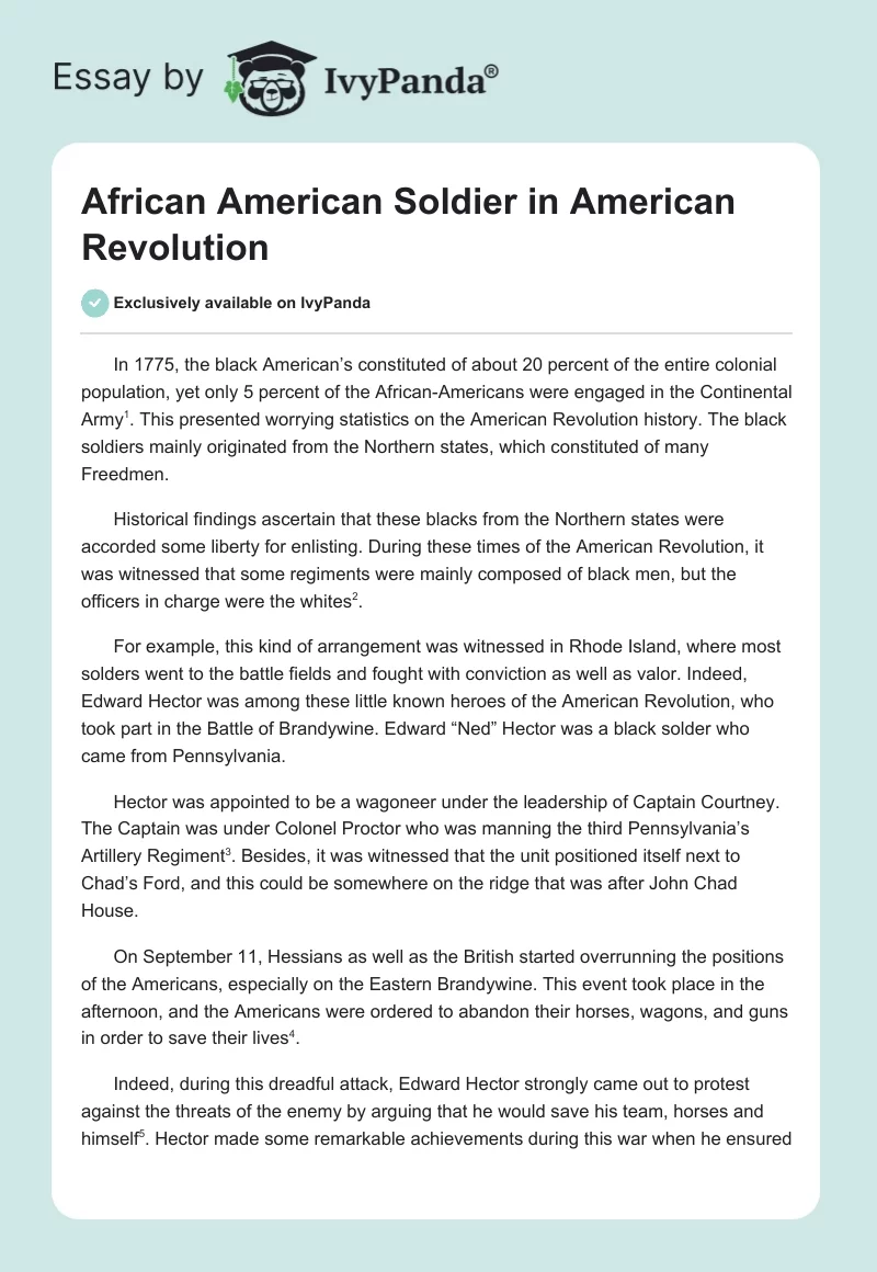 African American Soldier in American Revolution. Page 1