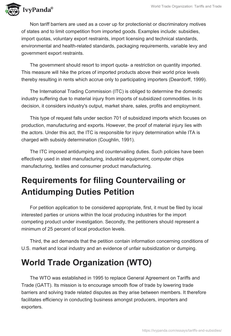 World Trade Organization: Tariffs and Trade. Page 3