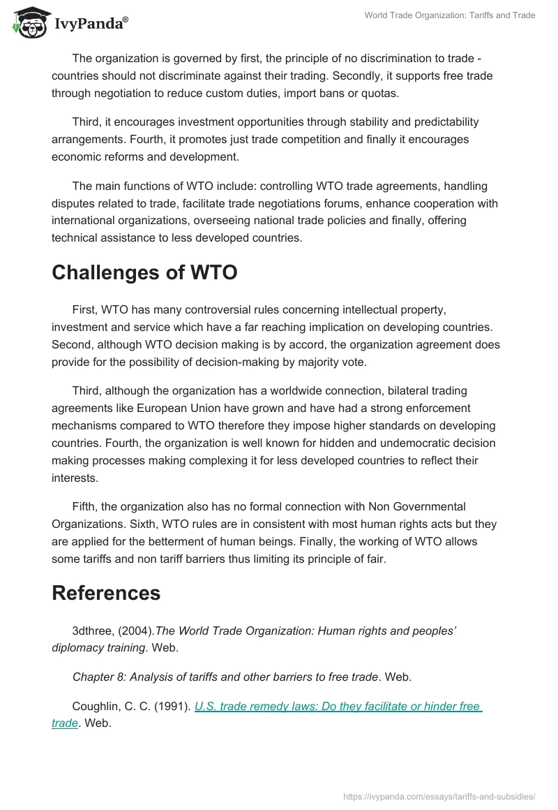 World Trade Organization: Tariffs and Trade. Page 4