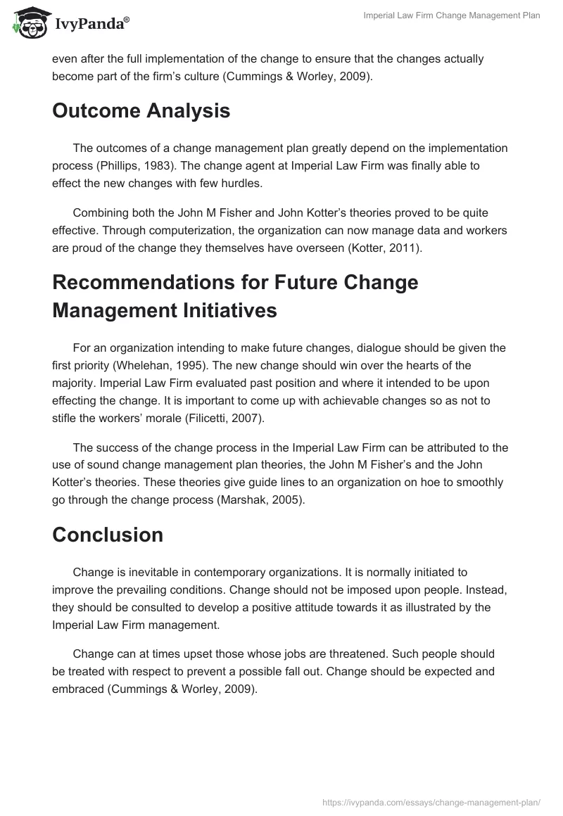 Imperial Law Firm Change Management Plan. Page 5
